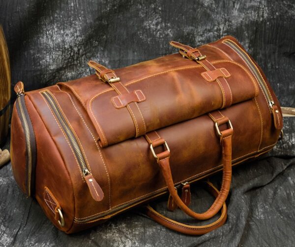 Retro Leather Men's Travel Bag - Image 7