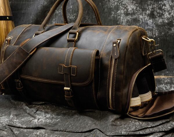 Retro Leather Men's Travel Bag - Image 9