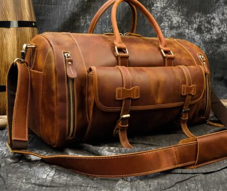 Retro Leather Men's Travel Bag - Image 6