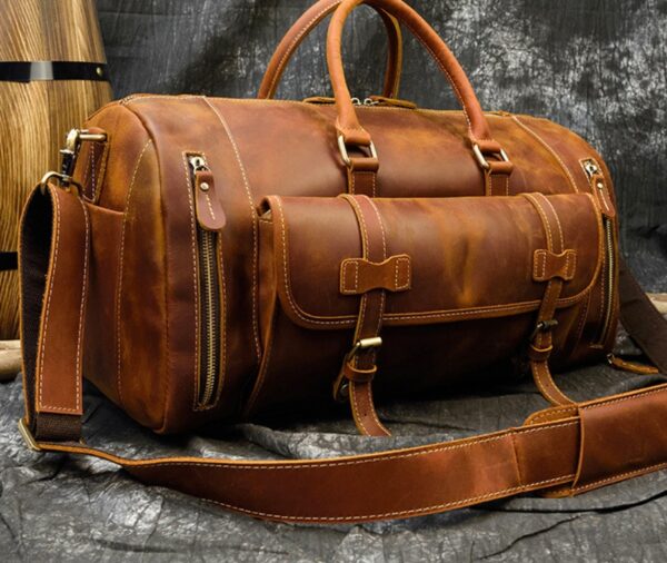 Retro Leather Men's Travel Bag - Image 6