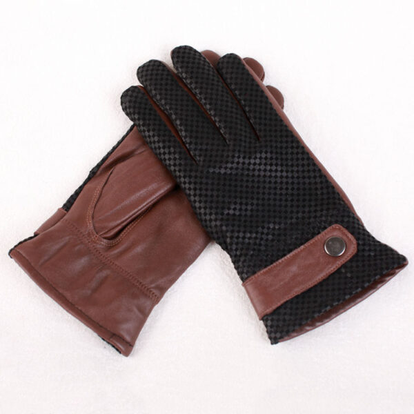 Sheepskin Thickened Plus Velvet Winter Warm Casual Leather Gloves - Image 2