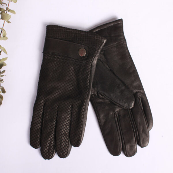 Sheepskin Thickened Plus Velvet Winter Warm Casual Leather Gloves - Image 3