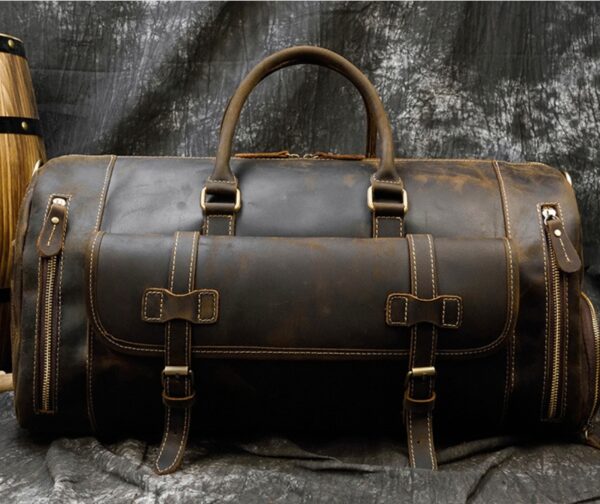 Retro Leather Men's Travel Bag - Image 8