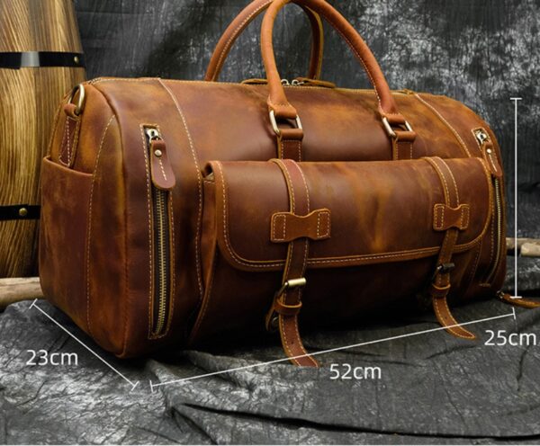 Retro Leather Men's Travel Bag - Image 4