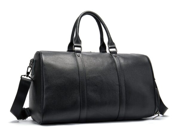 The first layer of leather leisure portable luggage bag with independent shoes single shoulder diagonal package - Image 5