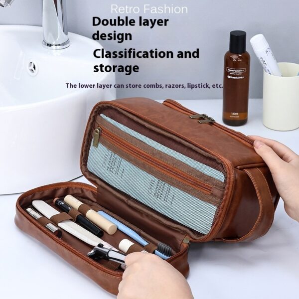 Leather Cosmetics Travel Toiletry Bag - Image 3