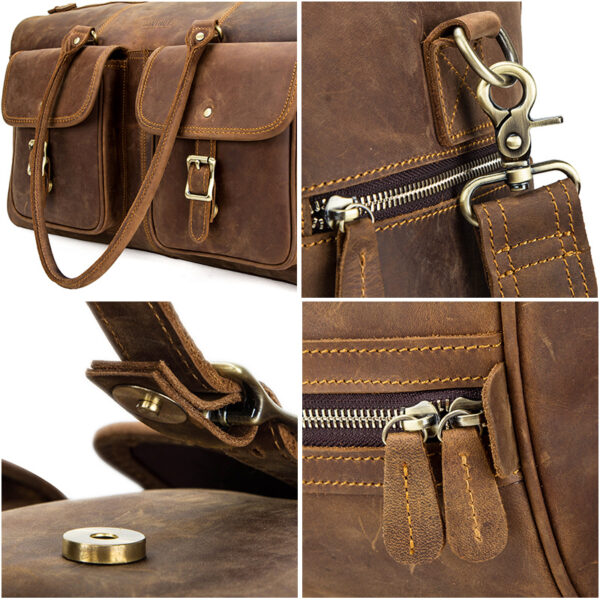 Large Capacity Leather Travel Bag - Image 5