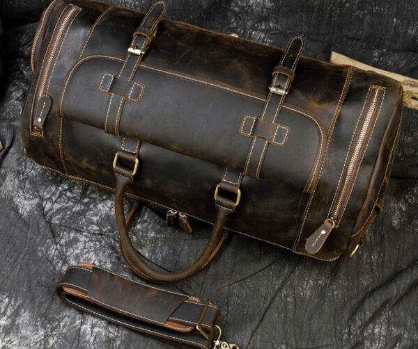 Retro Leather Men's Travel Bag - Image 10