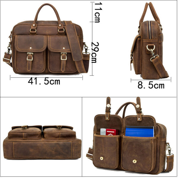 Large Capacity Leather Travel Bag - Image 6