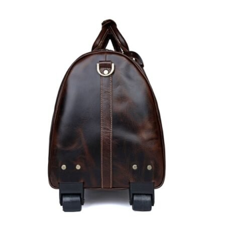 Large Capacity Cowhide Trolley Travel Bag - Image 3