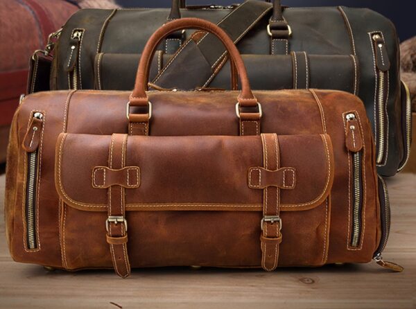 Retro Leather Men's Travel Bag - Image 3