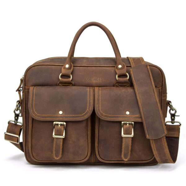 Large Capacity Leather Travel Bag - Image 3