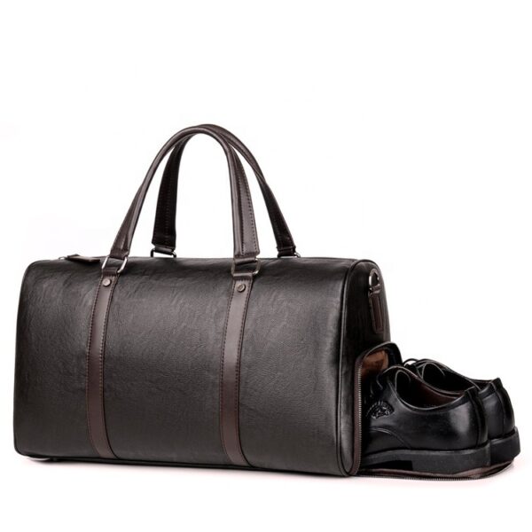 The first layer of leather leisure portable luggage bag with independent shoes single shoulder diagonal package - Image 4