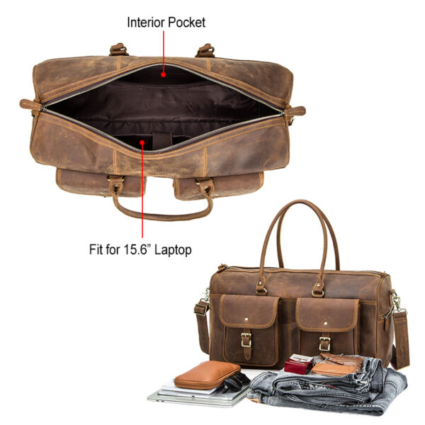 Large Capacity Leather Travel Bag - Image 2