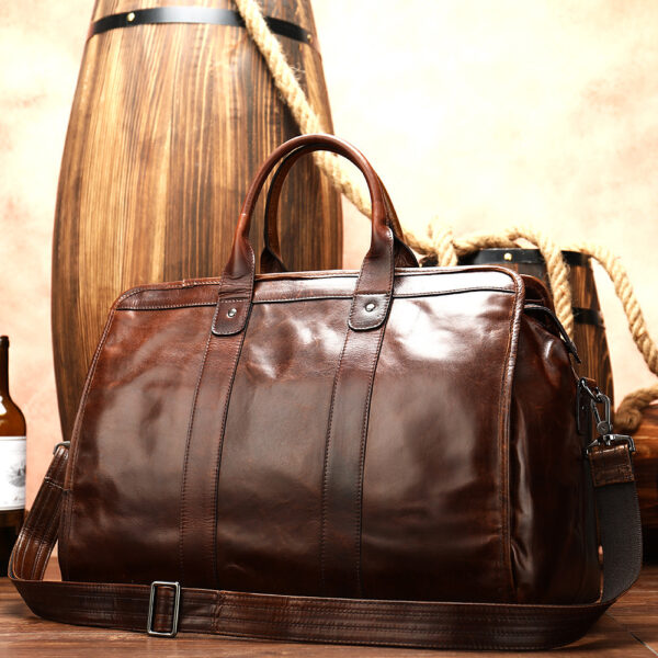 First Layer Cowhide Retro Large-capacity Travel Bag - Image 4