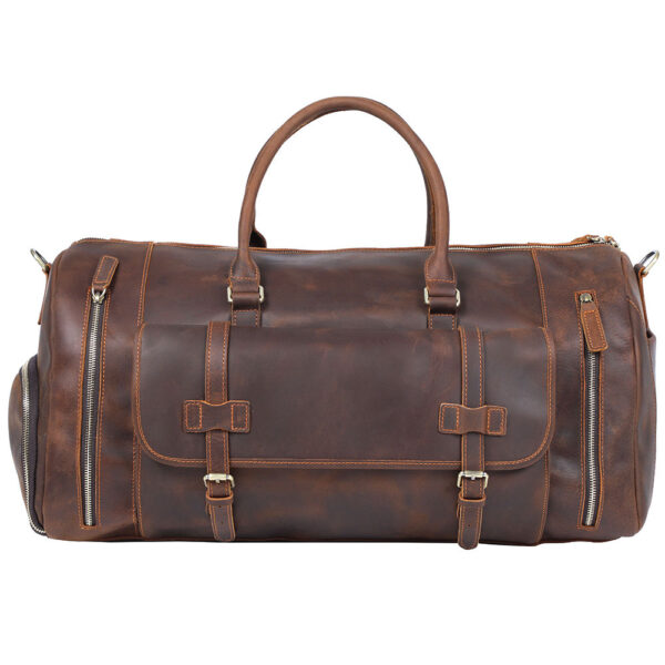 Men's Retro Genuine Leather Super Large Capacity Travel Bag - Image 5