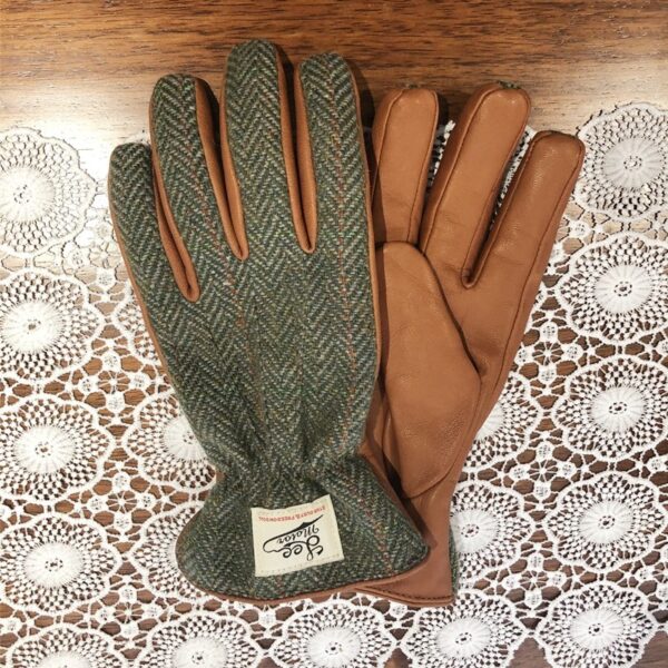 Fleece-lined Warm Touch Screen Tweed Leather Gloves - Image 4