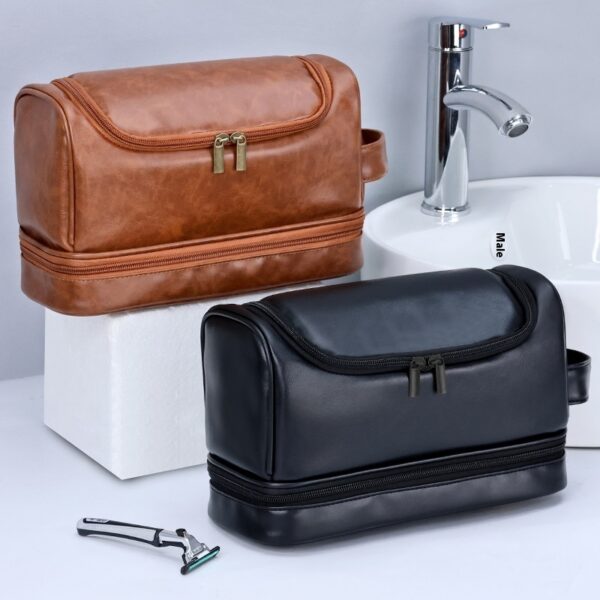 Leather Cosmetics Travel Toiletry Bag