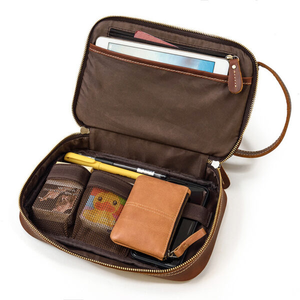 Vintage Leather Men's Toiletry Bag - Image 3