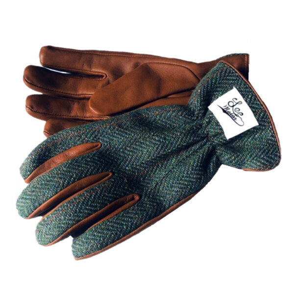 Fleece-lined Warm Touch Screen Tweed Leather Gloves - Image 3