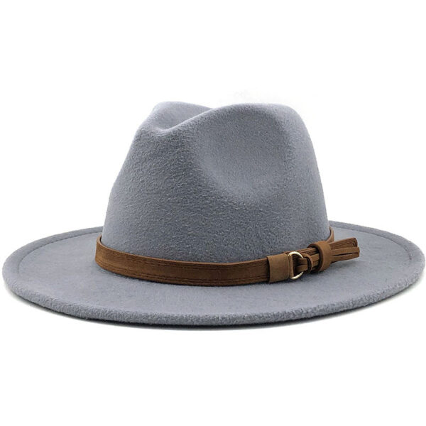 Simple Church Hat Suede Belt Woollen Fedora - Image 7