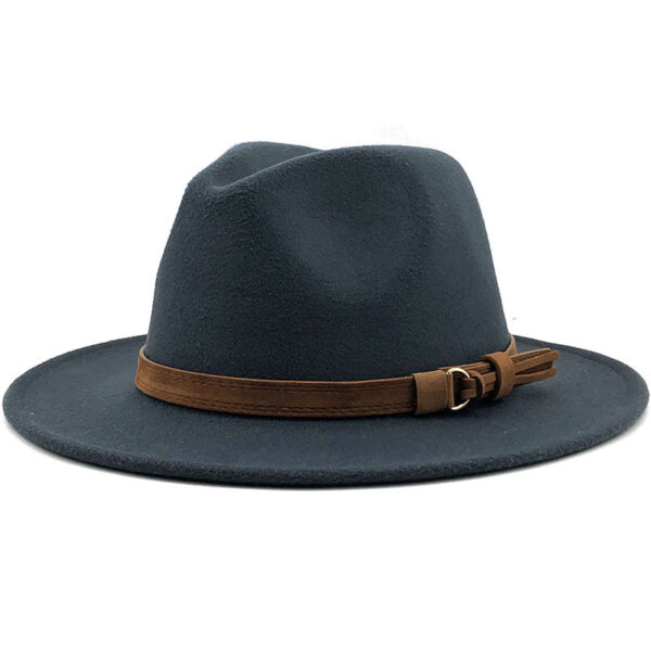 Simple Church Hat Suede Belt Woollen Fedora