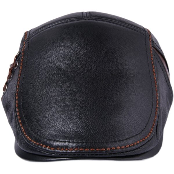 Men's Cowhide Beret Leather Hat - Image 5