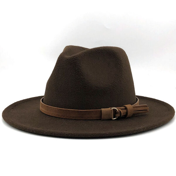 Simple Church Hat Suede Belt Woollen Fedora - Image 2