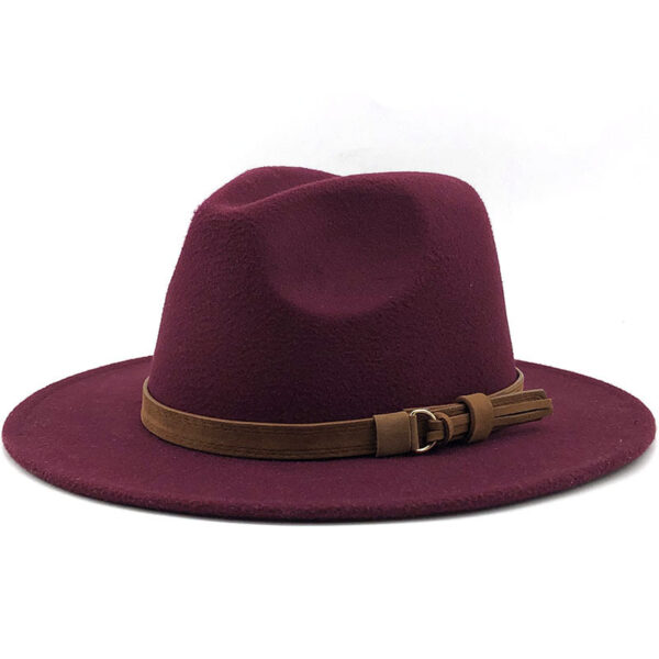 Simple Church Hat Suede Belt Woollen Fedora - Image 10