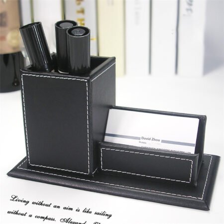 Multifunctional PU Leather Pen and Business Card Holder - Image 3