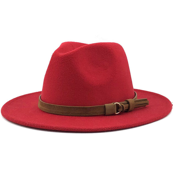 Simple Church Hat Suede Belt Woollen Fedora - Image 3