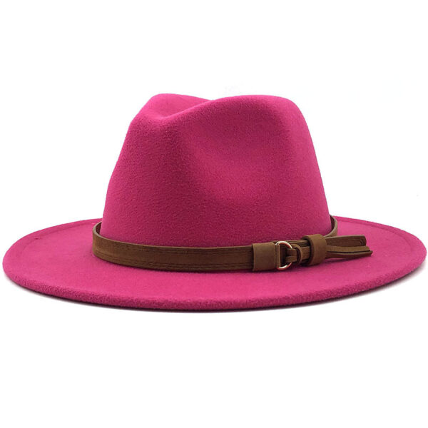 Simple Church Hat Suede Belt Woollen Fedora - Image 5